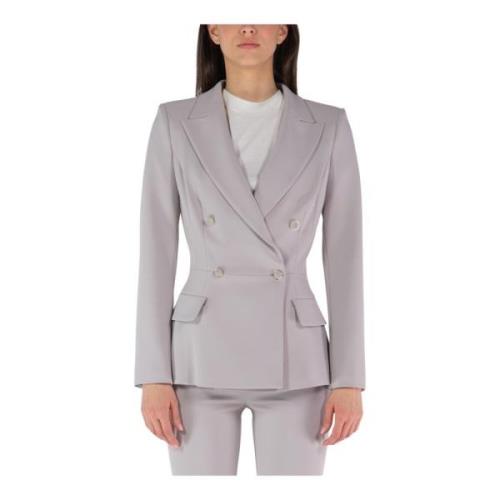 Elisabetta Franchi Dubbelknäppt Crêpejacka Gray, Dam