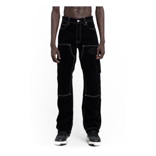 Amiri Svarta Tvättade Denim Arbetsbyxor Black, Herr