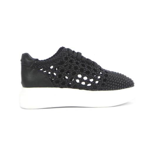 Noa Harmon Svarta Vävda Sneakers Black, Dam