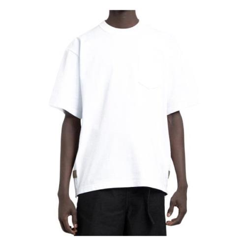 Sacai Bomull T-Shirt med Rund Hals White, Herr