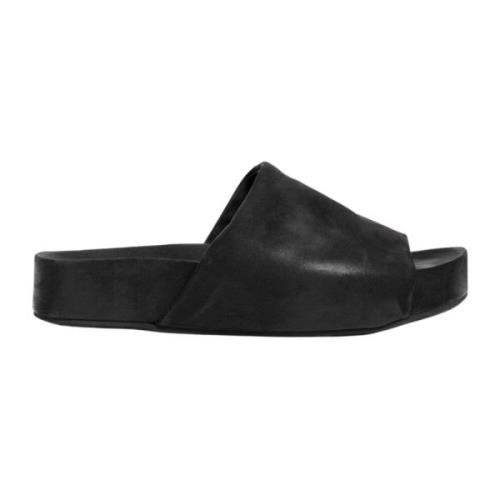 UMA Wang Svarta Nubuck Läder Slides Black, Dam