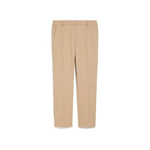 Max Mara Weekend Sandfärgade Stretchiga Bomulls Cigarettebyxor Beige, ...