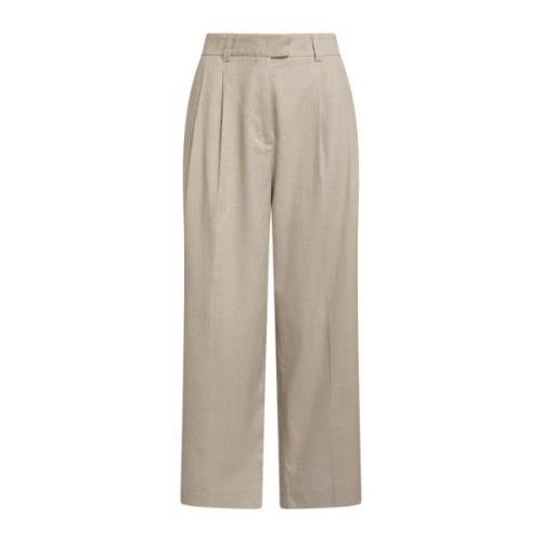 Maliparmi Diagonal Stretch Bomull-Linne Byxor Beige, Dam