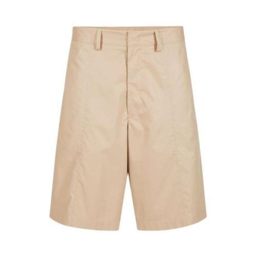 Iceberg Beige Bermuda Shorts i Rynkad Bomullspoplin Beige, Herr