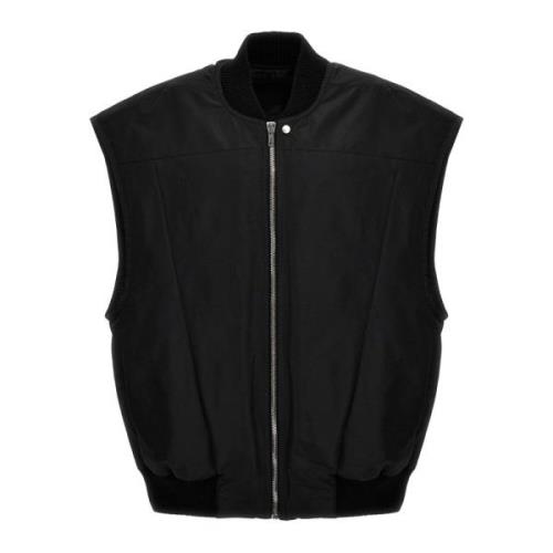 Rick Owens Svart Nylon Jumbo Flight Gilet Black, Herr