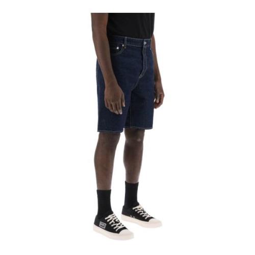 Kenzo Mörk tvättade denim shorts med kontraststickningar Blue, Herr