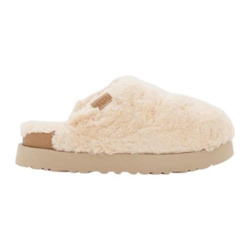 UGG Beige Platta Skor med Fuskpälsdetalj Beige, Dam