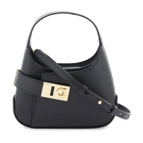 Salvatore Ferragamo Mini Hobo Väska med Asymmetrisk Ficka och Gancini ...