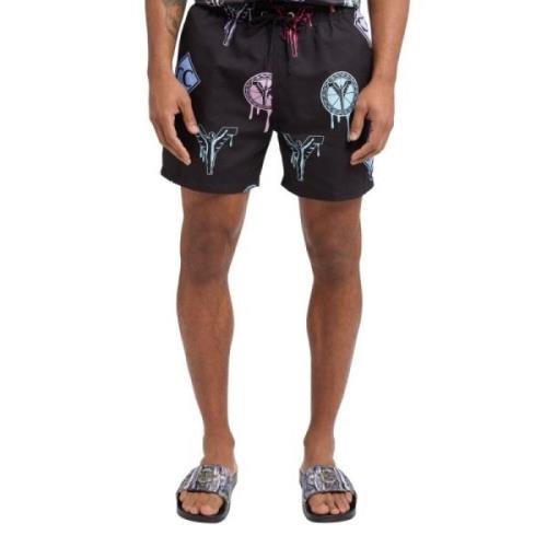 Carlo Colucci Logo Print Badshorts för Herrar i Svart Black, Herr