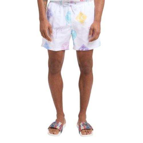 Carlo Colucci Logo Print Badshorts för Herrar White, Herr