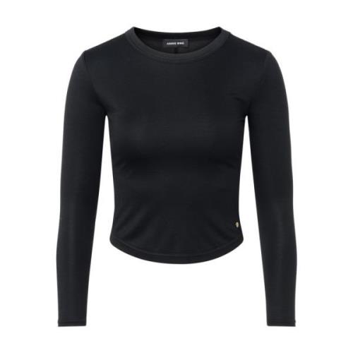 Anine Bing Svart Modal Jersey Top Black, Dam