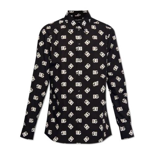 Dolce & Gabbana Skjorta med monogram Black, Herr