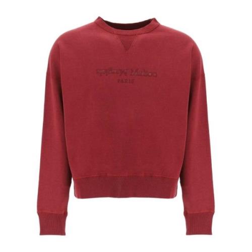 Maison Margiela Sweatshirt med omvänt logotyp i borstad bomull Red, He...