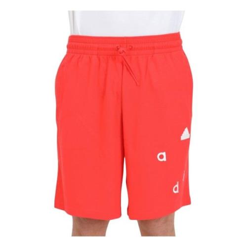 Adidas Performance Röda Shorts med Logo Patch och Lettering Red, Herr