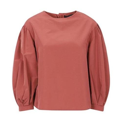 Max Mara Weekend Blus med puffärm i bomullsblandning Brown, Dam