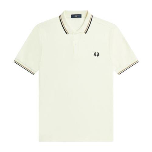 Fred Perry Pikétröja med Dubbel Rand White, Herr