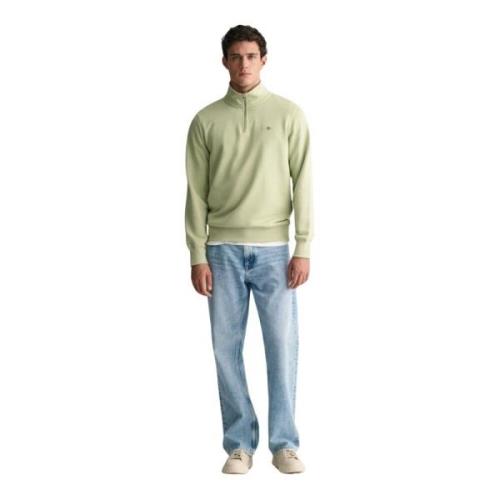 Gant Broderad Halv-Zip Sweatshirt Green, Herr