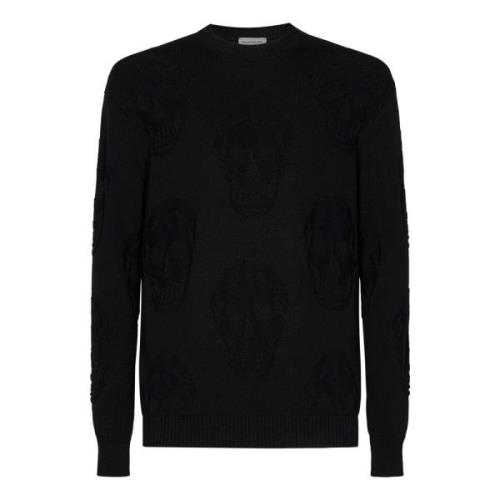 Alexander McQueen Svarta Tröjor med Texturerade Skulls Black, Herr