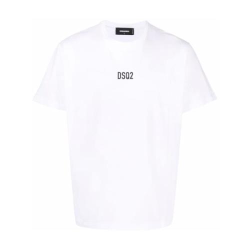 Dsquared2 Vit T-shirt med rund hals och tryckt logotyp White, Herr