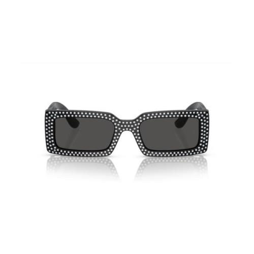 Dolce & Gabbana Geometric Rectangular Sunglasses in Black Acetate Blac...