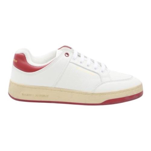 Saint Laurent Vita Sneakers i Kornigt Kalvskinn White, Herr