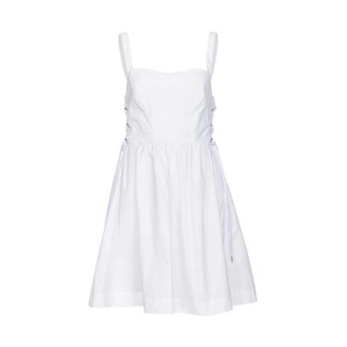 Pinko Sweetheart Neckline Bomull Poplin Klänning White, Dam