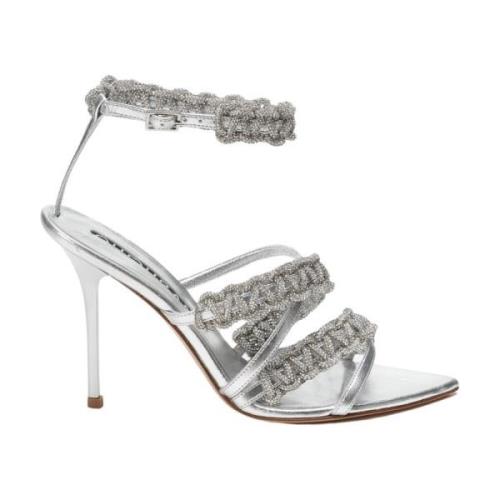 Hibourama Glamorös Olivia Metallisk Lädersandal Gray, Dam