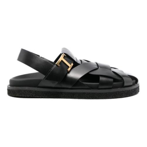 Tod's Flat Sandals Black, Dam