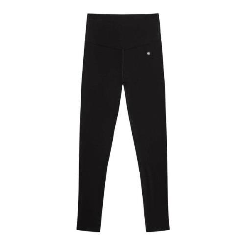 Anine Bing Svarta High-Waisted Leggings med Monogram Black, Dam