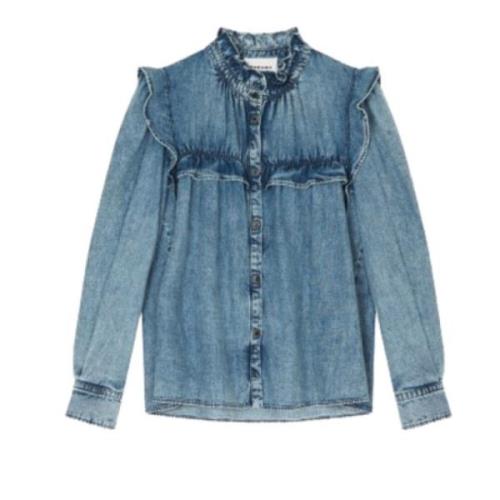 Isabel Marant Denim skjorta med axelvaddar Blue, Dam