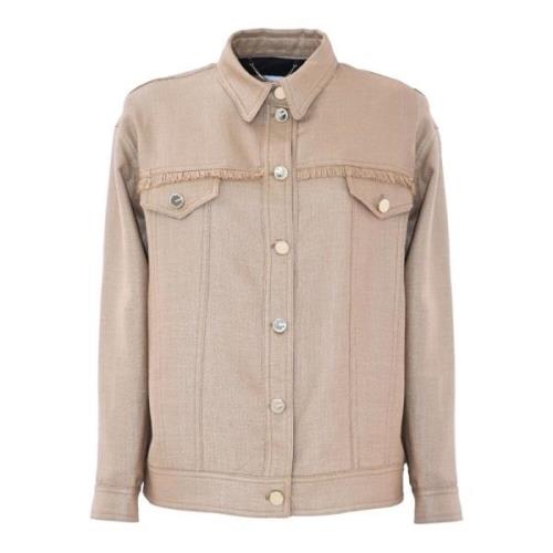 Kocca Fringed Detail Jacka med Fickor Beige, Dam