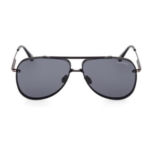 Tom Ford Klassiska Pilot Solglasögon med Gråa Linser Black, Unisex