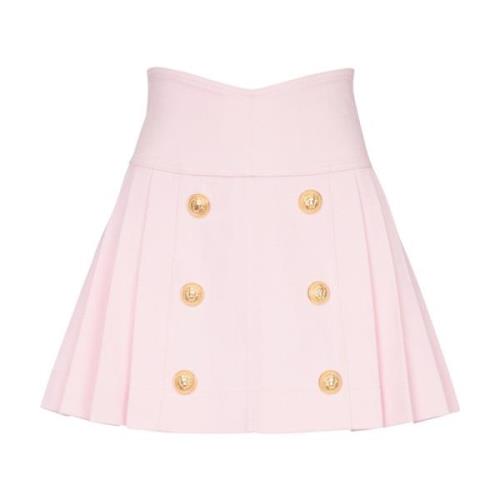 Balmain Pleated denim skirt Pink, Dam