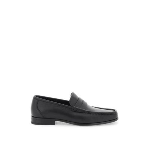 Salvatore Ferragamo Logo Loafers med Moc Black, Herr