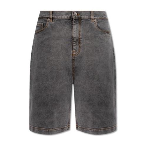 Etro Denim shorts med logotyp Gray, Herr