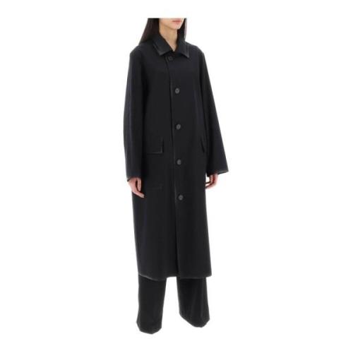 Maison Margiela Oversized Bomullskappa med Laminerade Detaljer Black, ...