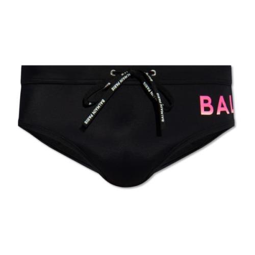 Balmain Badshorts med logotyp Black, Herr