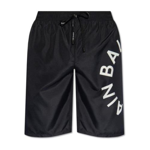 Balmain Badshorts med logotyp Black, Herr