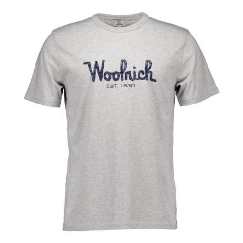 Woolrich Broderad Logotyp T-shirts Ljusgrå Gray, Herr