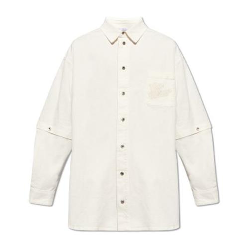 Off White Denim skjorta med logotyp Beige, Herr