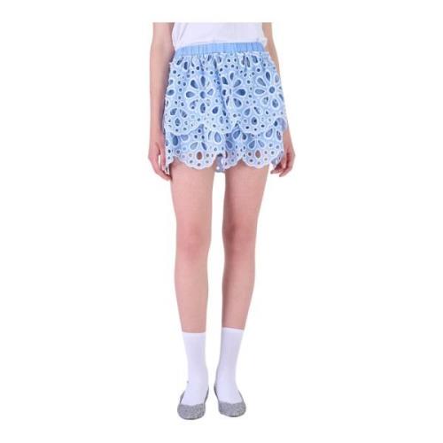 Silvian Heach Blommig Cutout Ruffle Minikjol Blue, Dam