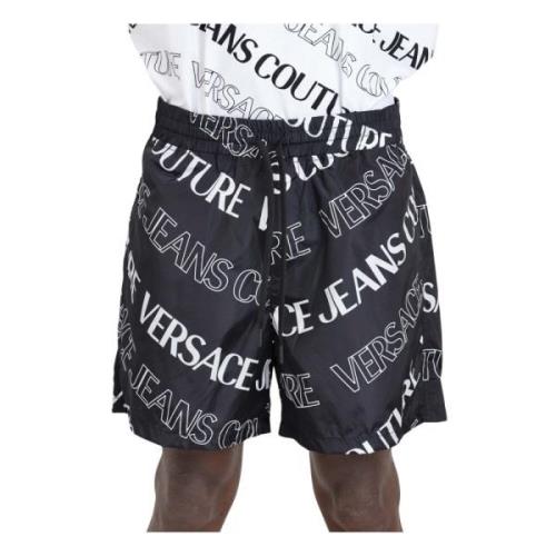 Versace Jeans Couture Svarta Monogram Logo Shorts Black, Herr