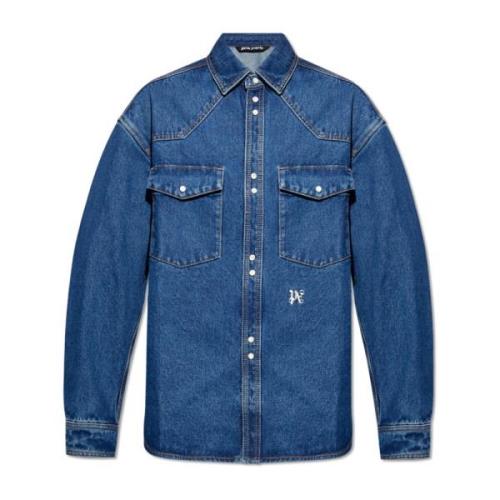 Palm Angels Denim skjorta Blue, Herr