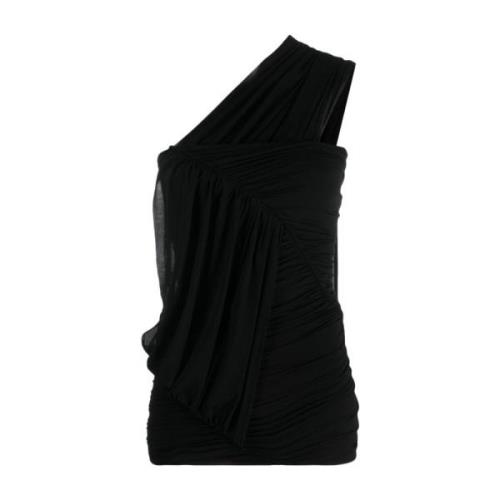 Rick Owens Svart One-Shoulder Blus Black, Dam