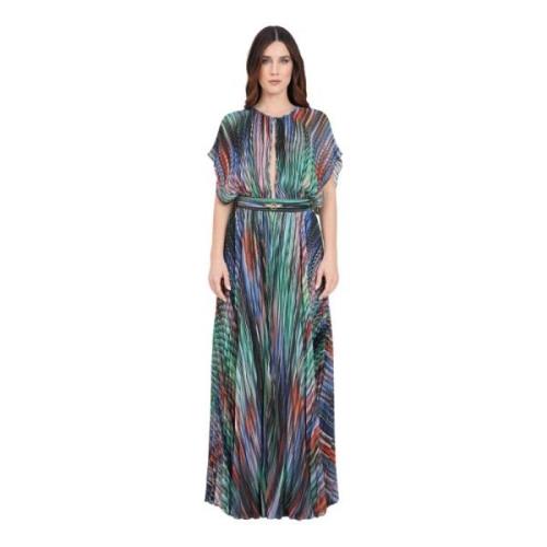 Just Cavalli Multifärgad Georgette Lurex Maxi Klänning Multicolor, Dam