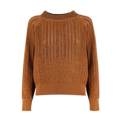 Ermanno Scervino Round-neck Knitwear Brown, Dam