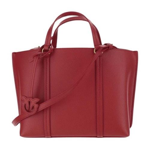 Pinko Stilren Svart Läder Crossbody Väska Red, Dam