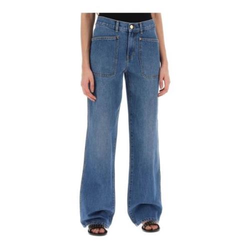 Tory Burch Wide Jeans Blue, Dam