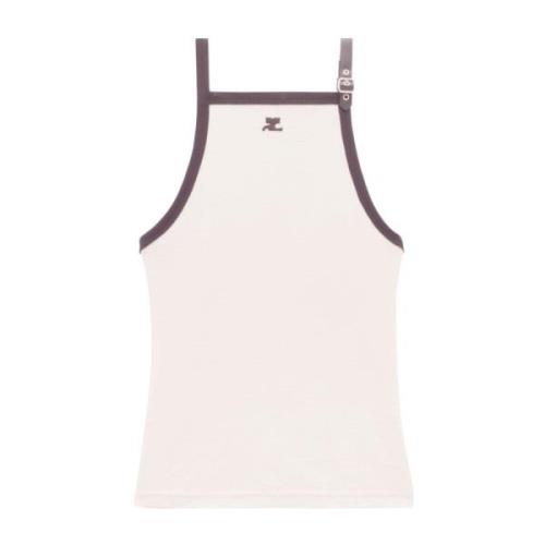 Courrèges Sleeveless Tops Beige, Dam