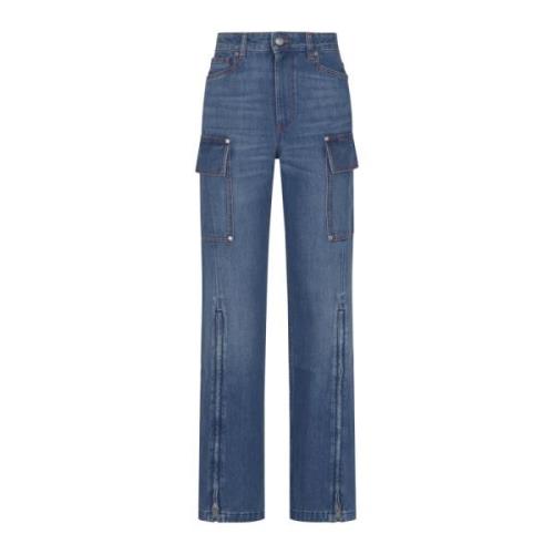 Stella McCartney 70-talets Mörkblå Zip Cargo Jeans Blue, Dam